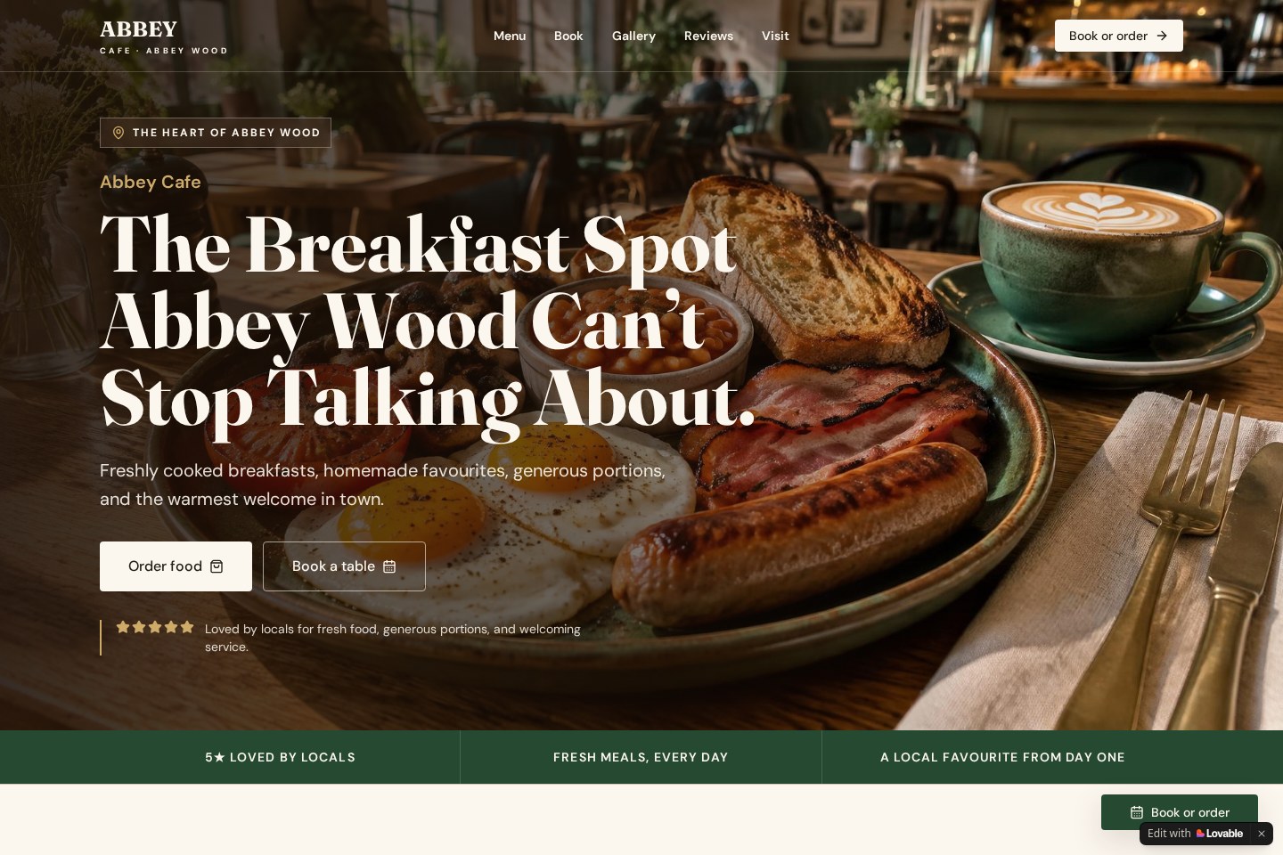 Actual homepage of Abbey Wood Breakfast Hub